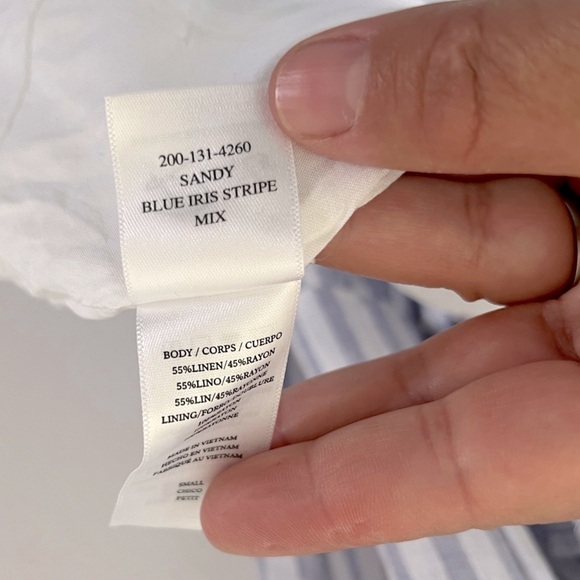 Rails Sandy Blue Iris Strip Linen Blend Tiered Ruffle Mini Dress Size Small - Picture 12 of 12